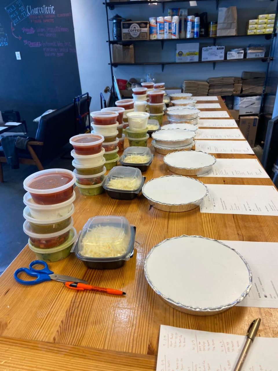 Catering prep for a corporate order at Summerville Burrito Co.